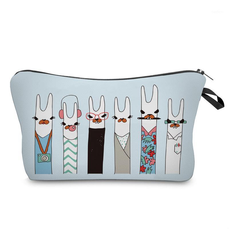 

Cute Cartoon Alpaca Printing Waterproof White Llama Blue Cosmetic Bag Pink Alpaca Makeup Bag Necessaire Student Pencil Case1, 06
