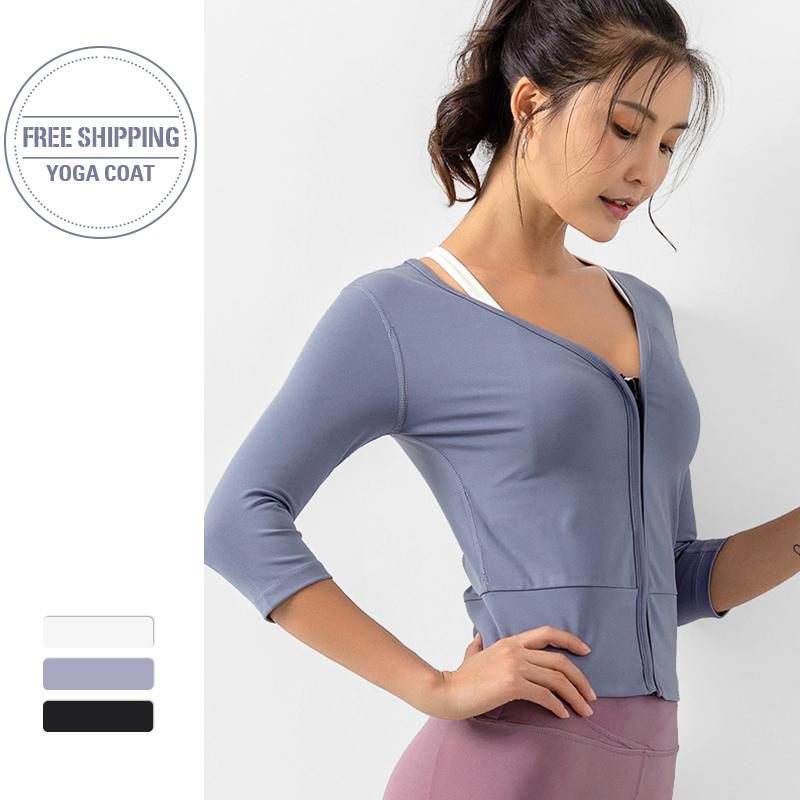 

Zipper Running Jackets Femme Gym Shirts Top Slim Sports Fitness Women Jersey Long Sleeve Workout Active Wear, Black