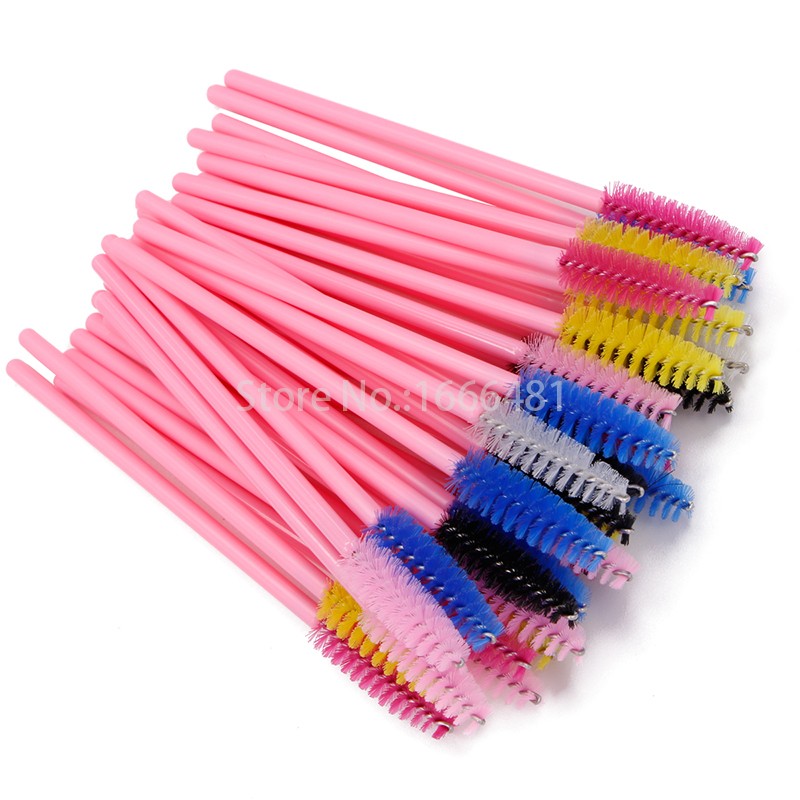 

200pcs/lot Nylon Disposable Mascara Wands Lashes Makeup Brushes Pink Color