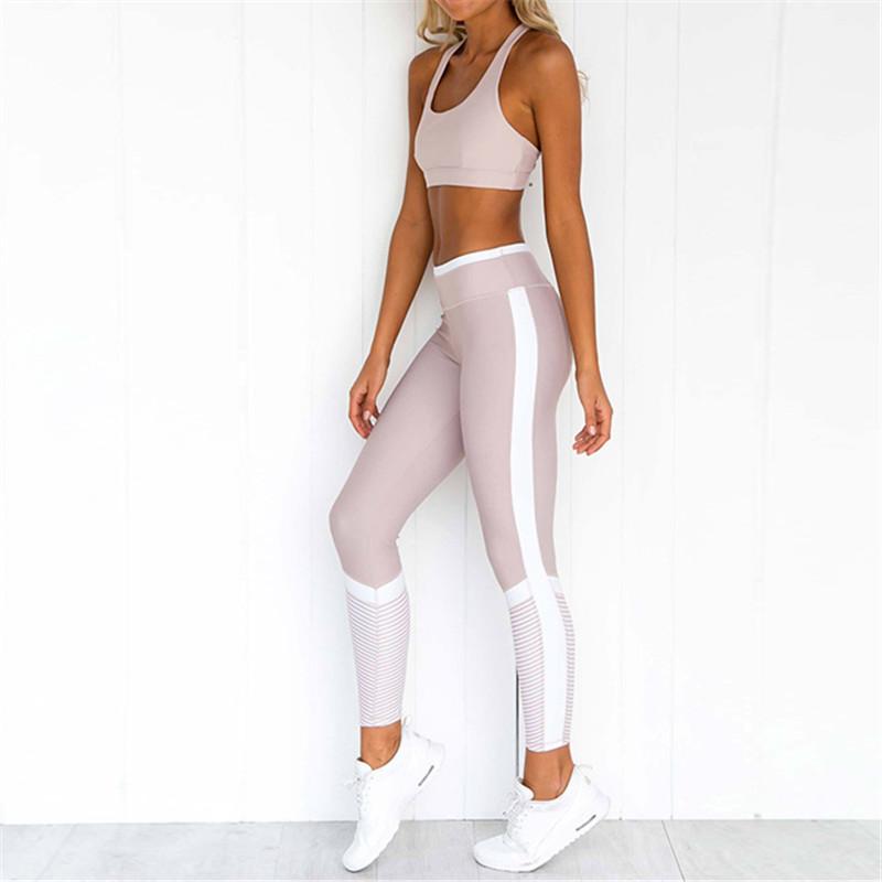 

Missord 2pcs Patchwork Yoga Set Sports Bra and Legging Jogging Women Gym Set Clothes Workout Sports Tights Women Suits MY041, Top