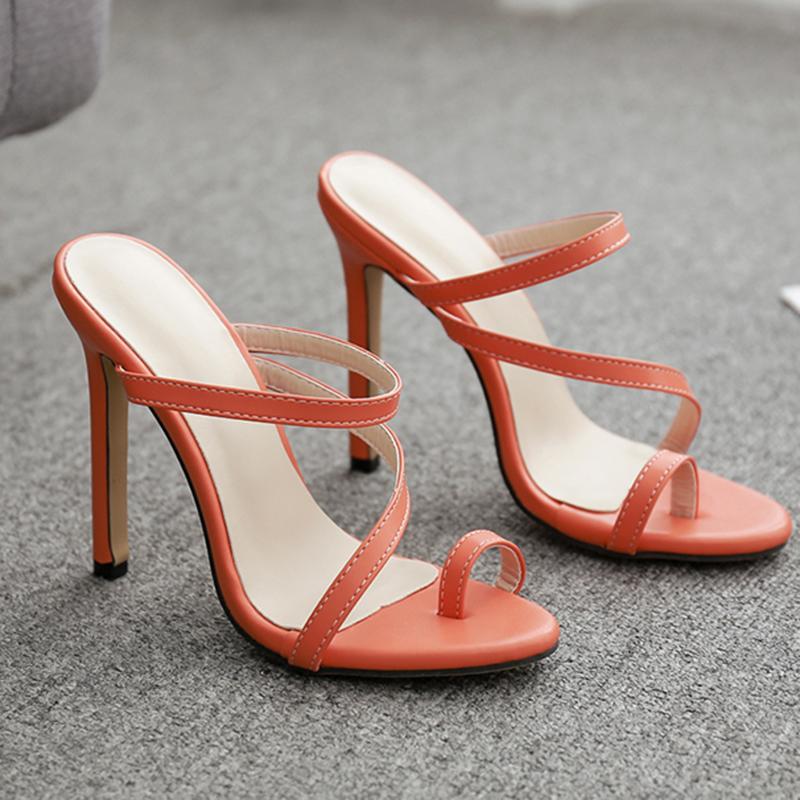 

Women slippers large size brand shoes summer women shoes solid color open-toed leather sandals women's sandals sexy, Black