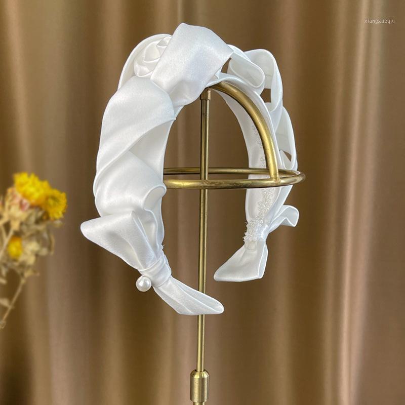 

Hair Clips & Barrettes Fashion White Satin Hairbands Headdress Wedding Bow Soft Hoops Bride Ornaments, Golden;silver
