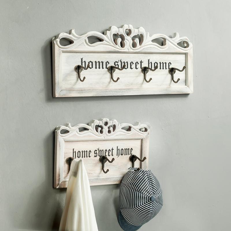 

American country carved hook hook creative door entrance porch fitting room wall hanging key frame decorative coat