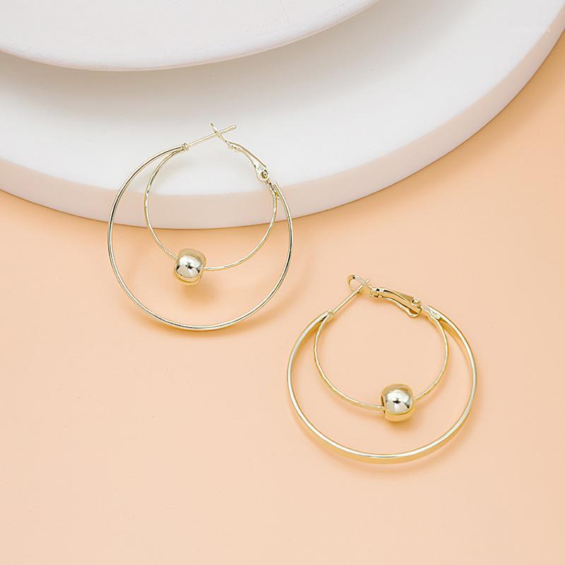 

Dangle & Chandelier Trend Jewelry Retro Minimalist Geometric Double Circle Piercing Drop Earrings Cuff Ear Studs For Women Party Gift, Silver