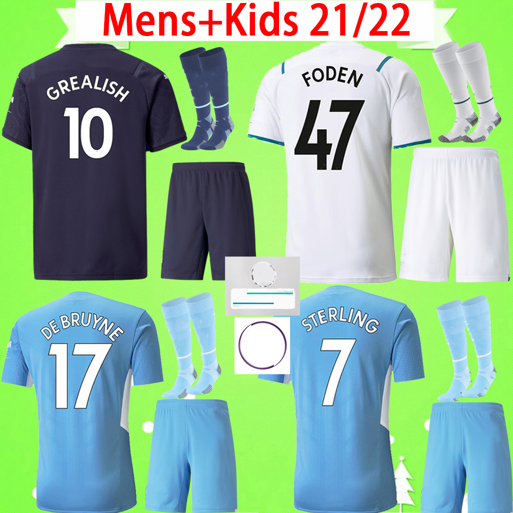 

Adults + Kids kit with socks 21 22 soccer jerseys boys sets 2021 2022 man GREALISH STERLING mens suits football shirts DE FODEN BRUYNE GESUS, Black