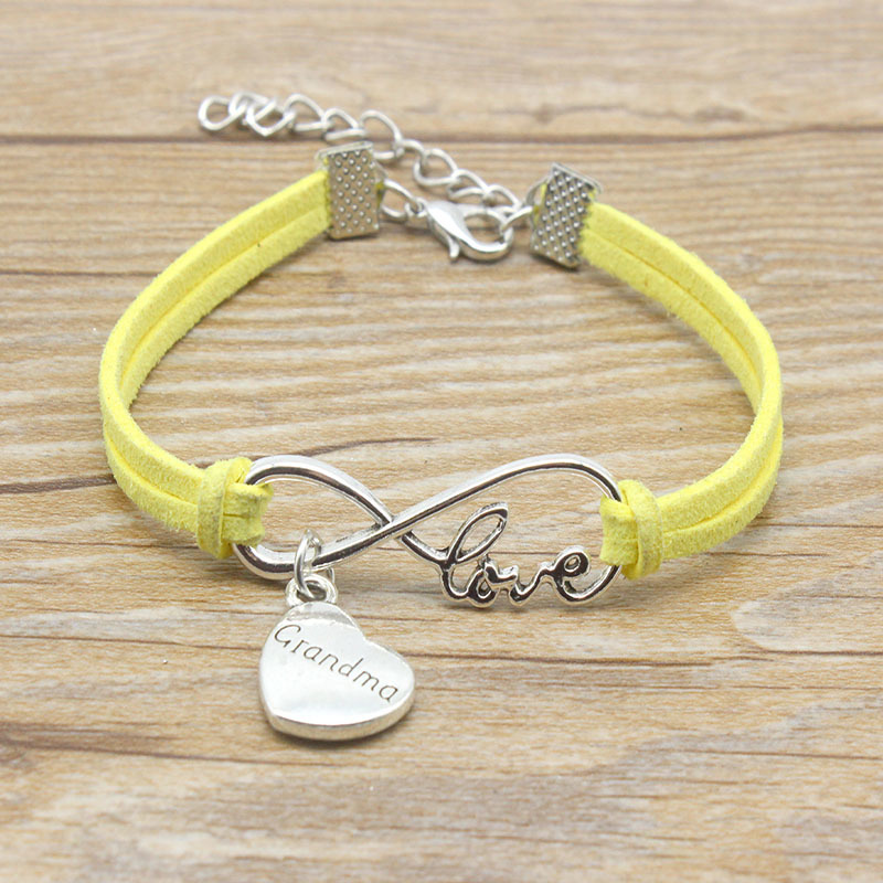 

Infinity Love Grandma Nana Heart Charm Suede Leather Adjustable Bracelets Women Girl Minimalist Best Friends Gift Jewelry
