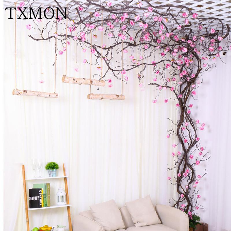 

24 heads 3 m simulation peony silk flower vine home living room wedding decoration art window rattan vine tree vines decoration, Rose red