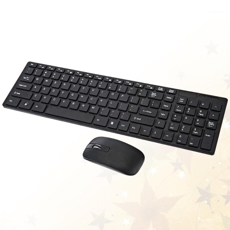 

2.4G Home Keyboard Wireless Keyboard Ultra-thin Office with Mouse (Black, with Cover, Without Battery)1
