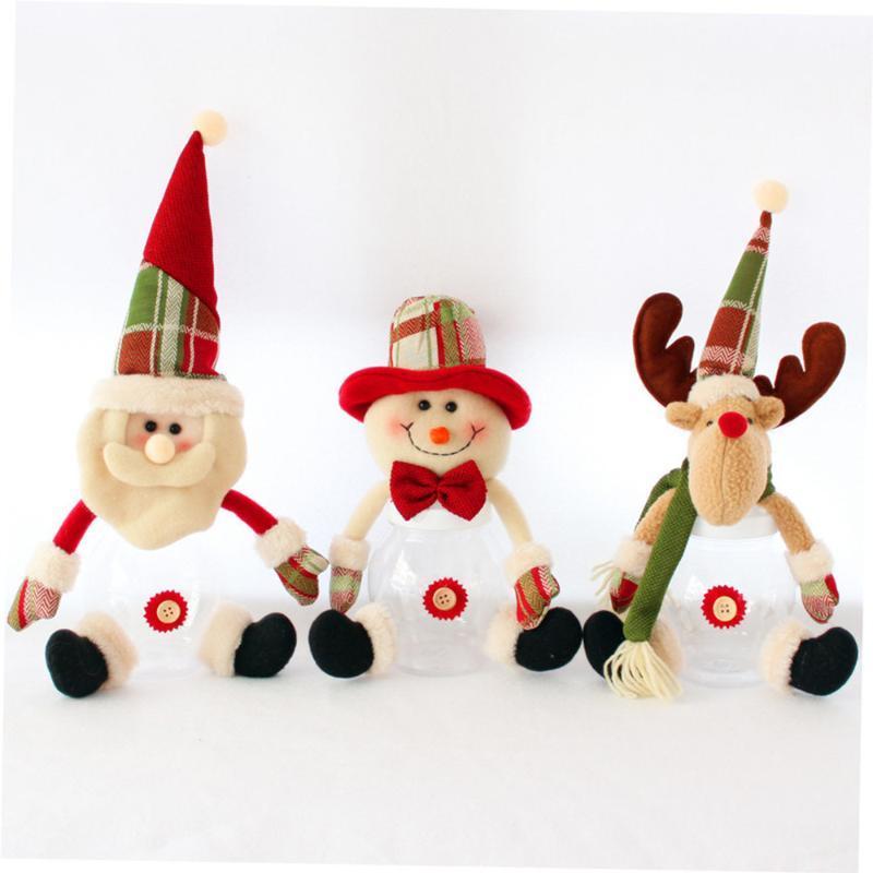 

25# Christmas Candy Jar Santa Claus /Snowman/Elk Christmas Gift Desktop Window Decor Plastic Candy Packaging Container kids Gift1