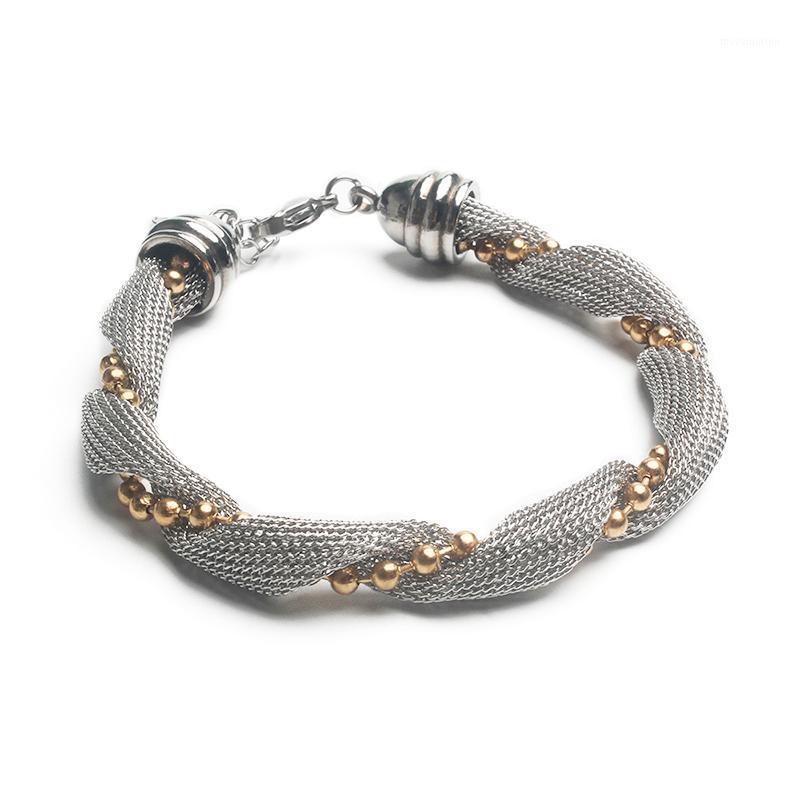 

Runda Fashion Ladies Mesh Bracelet Braided Chain With Stainless Steel Ball Niche Design Ladies Holiday Gift1