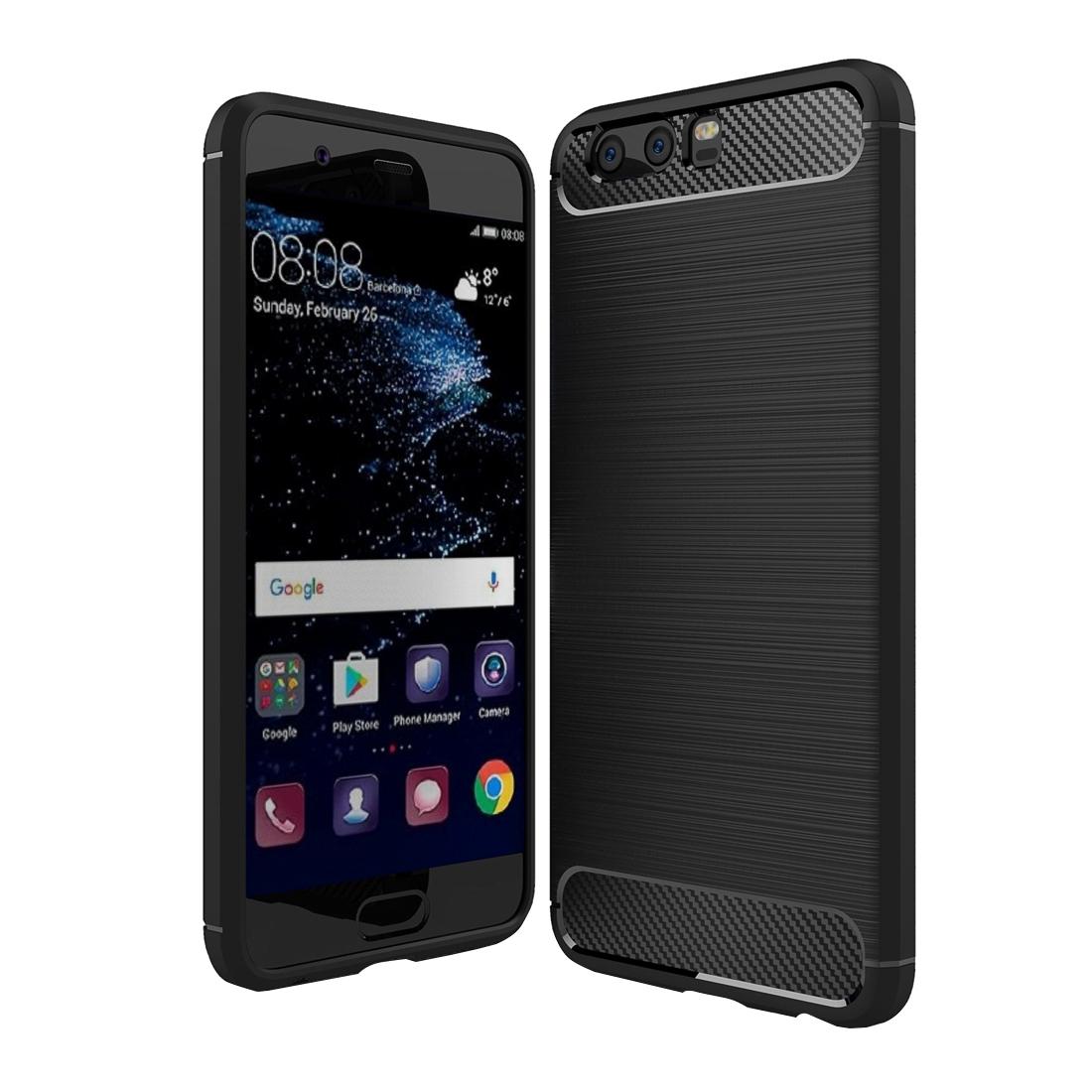 

For Huawei P10 Brushed Carbon Fiber Texture Shockproof TPU Protective Cover Case