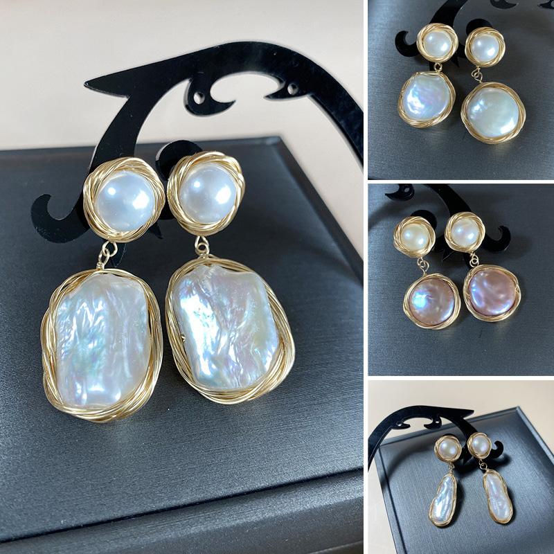

Natural Freshwater Baroque Pearl Dangle Earrings For Women Girls Ear Pin Party Handmade 2021 Fashion Fine Jewelry Accessories