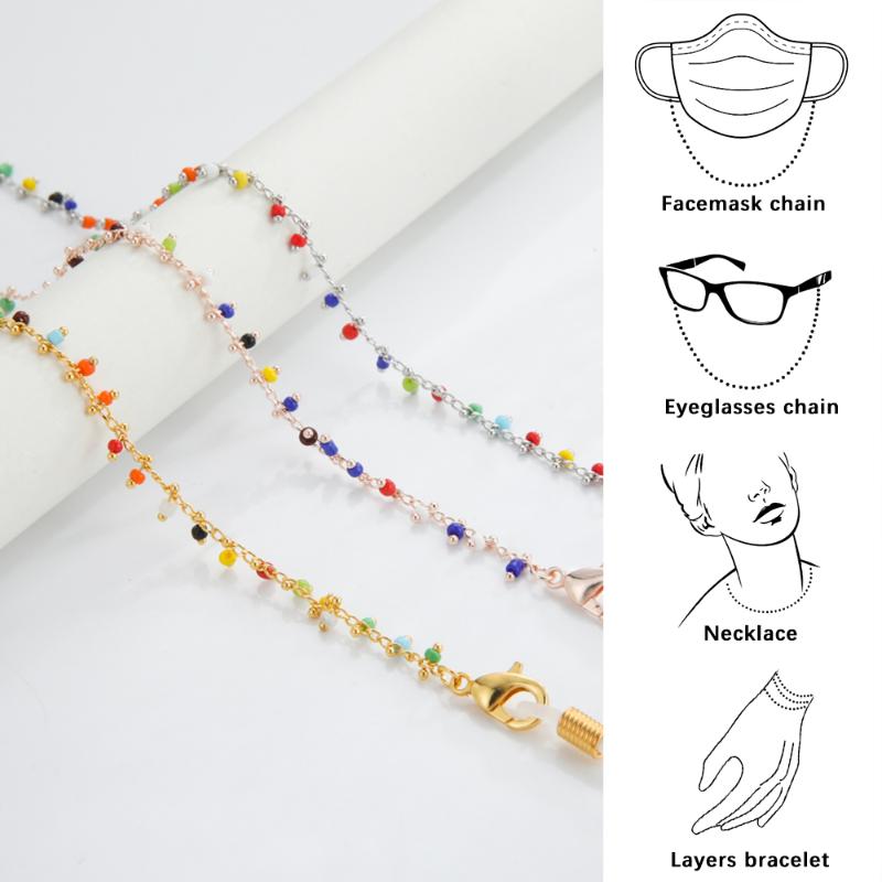 

Teamer Colorful Beads Mask Chain Holder for Women Sunglasses Lanyards Eyeglass Reading Glasses Chain Mask Strap Necklace