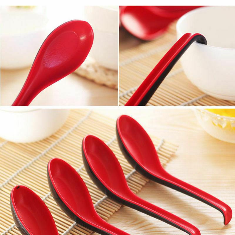 

1-5pcs/set Plastic Soup Spoon Red and Black Kitchen Cooking Utensil Tool Teaspoon Catering Soup Catering Spoon RQX