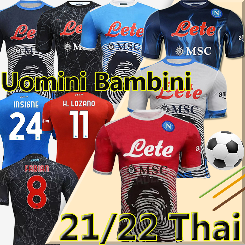 

21/22/23 MARADONA Napoli soccer jerseys Burlon Halloween 2023 Naples calcio third 4th Saluto KOULIBALY Osimhen INSIGNE MERTENS H.LOZANO football shirts Men Kids Kit, 21-22 red special