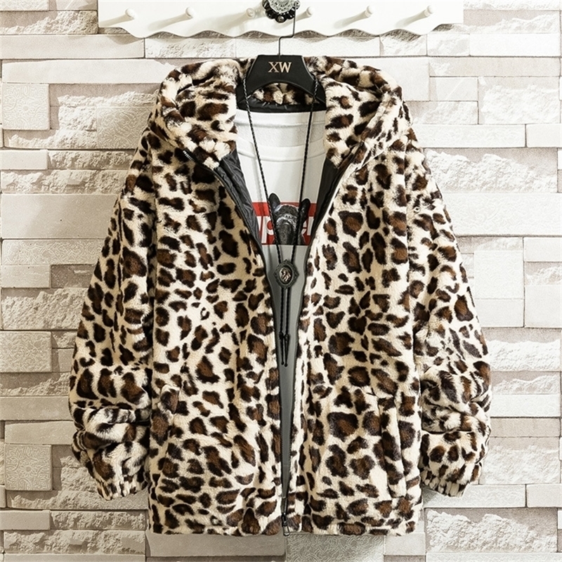 

Autumn Bomber Jacket Men Leopard Printed Soft Outerwear Street Fashion Causal Hooded Windbreaker Pliot Zipper Coat Male Clothing 201120, O-neck