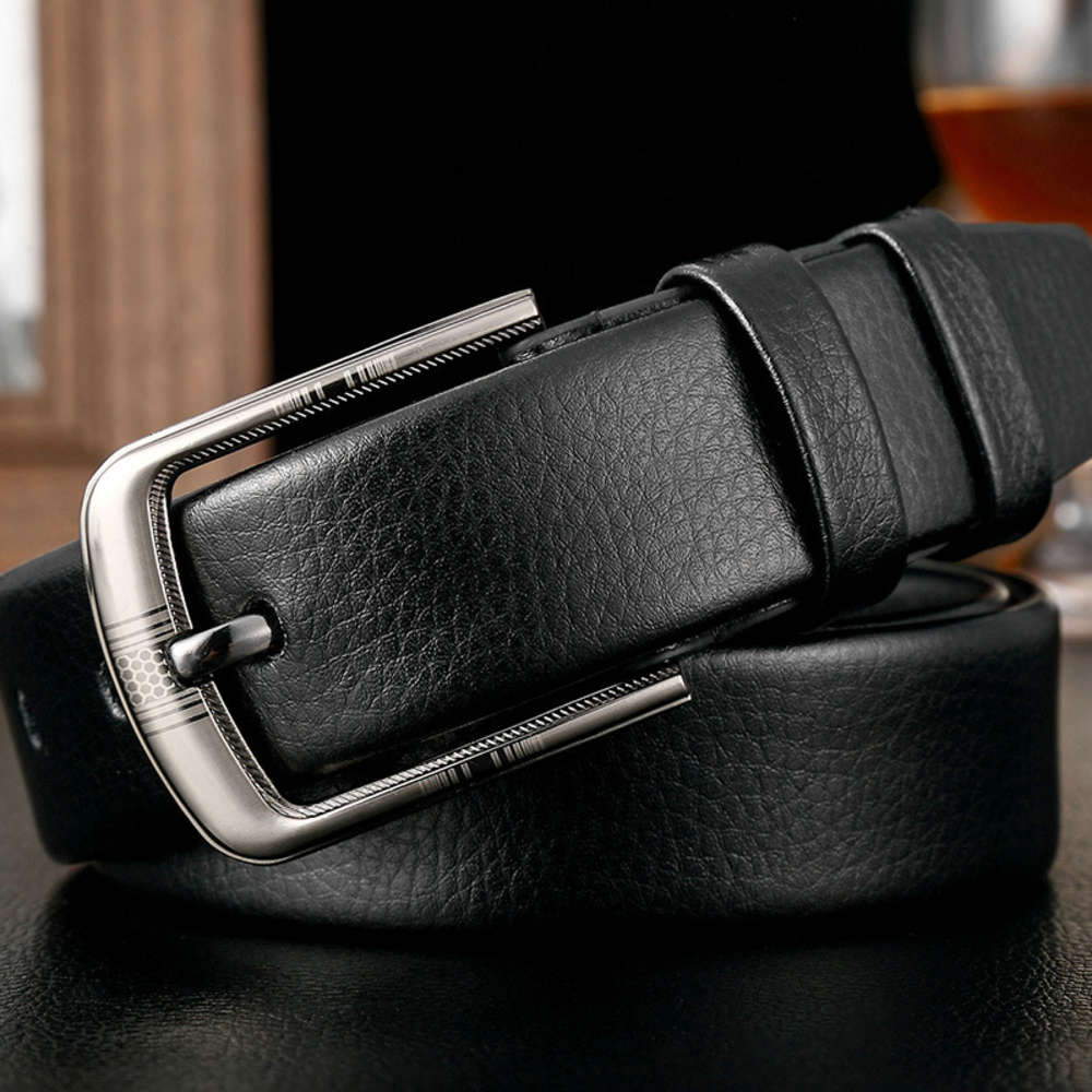 

Leather belt is better than cow leather, men's scratch resistant and wear-resistant belt products, Black