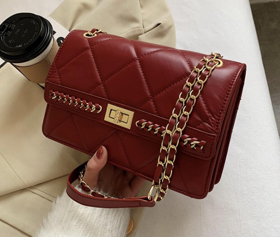 

HBP Plaid square messenger bag women hot new high quality PU leather lady designer handbag large capacity one shoulder messenger bag, Black