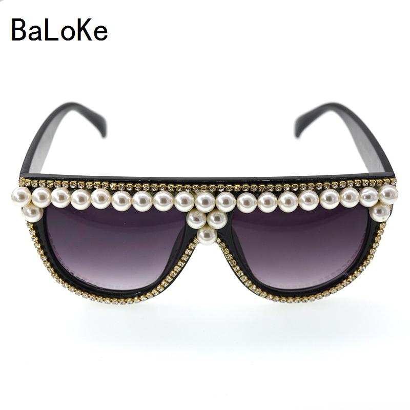 

hot Sale top fashion Brand Designer baroque Pearl noble women vintage retro superstar sunglasses lens