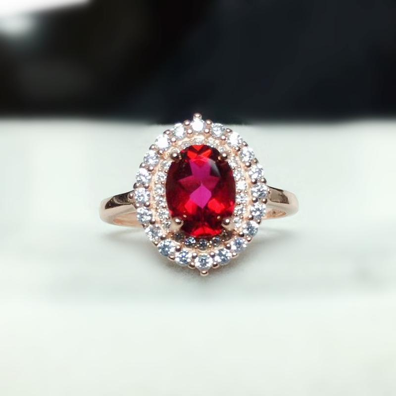 

Cluster Rings Natural Real Red Garnet Flower Ring Per Jewelry 7*9mm 2.1ct Gemstone 925 Sterling Silver Fine T207311, Golden;silver