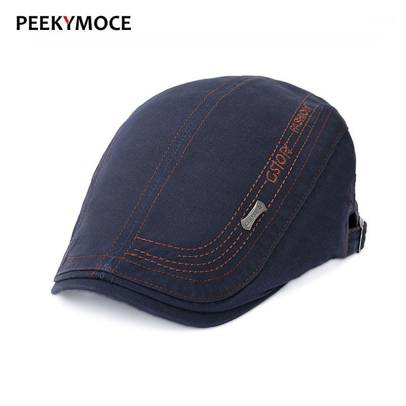

Peekymoce Fashion Beret Hat Female Solid Flat Caps For Men Cotton Men Leisure Casual Flat Cap Embroidery Casquette Male Berets1, Black
