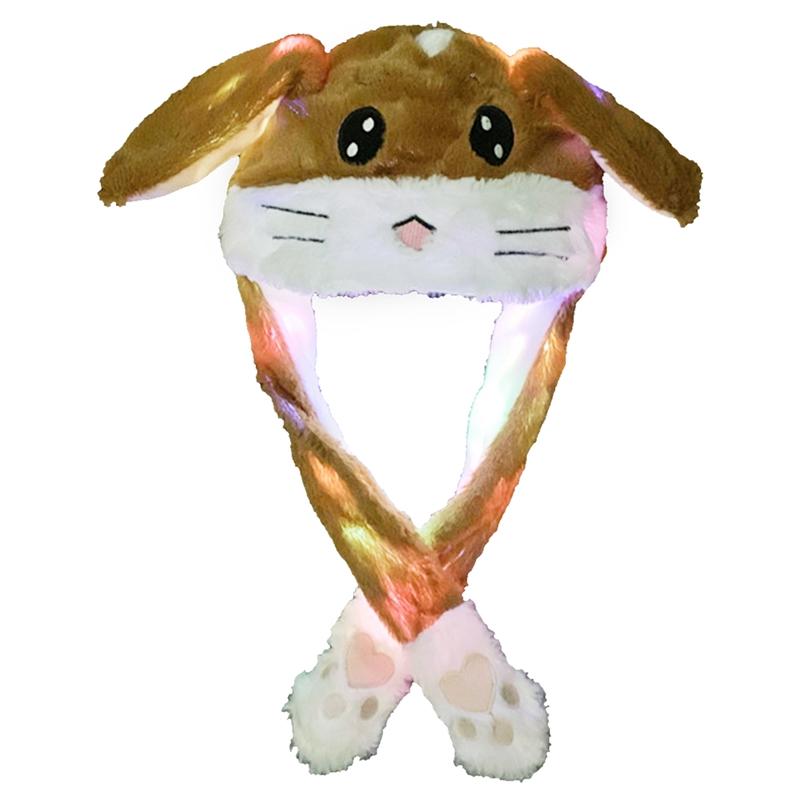 

Funny Hamster Cartoon Hat Women Men Kids Lighting Hat Ears Plush Ears Cap Children Shine Winter Warm For Party Night, H01