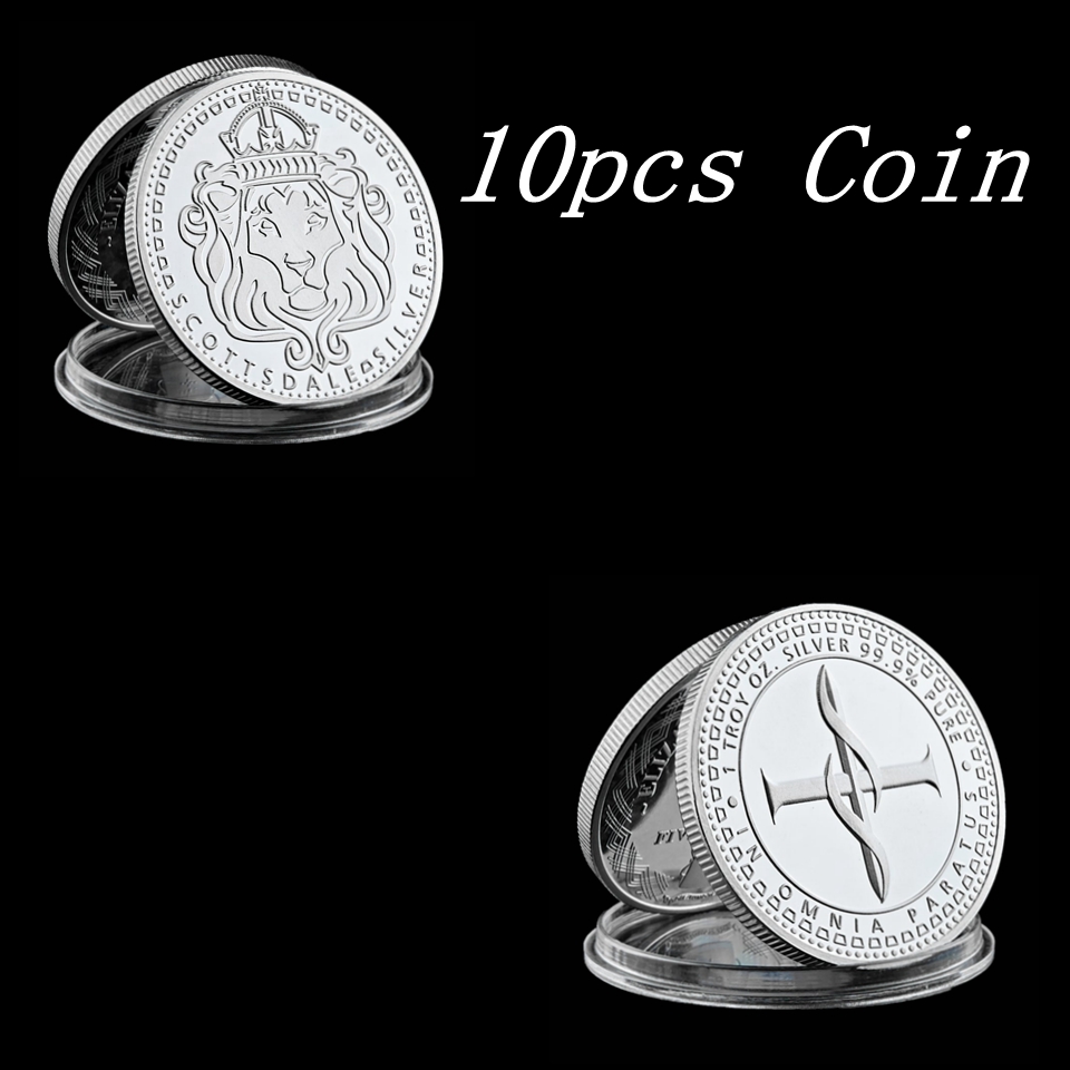 10pcs Non Magnetic Scottsdale Mint Omnia Paratus 1 Troy OZ Silver Plated Coin Collection With Hard Acrylic Capsule-image-598326389