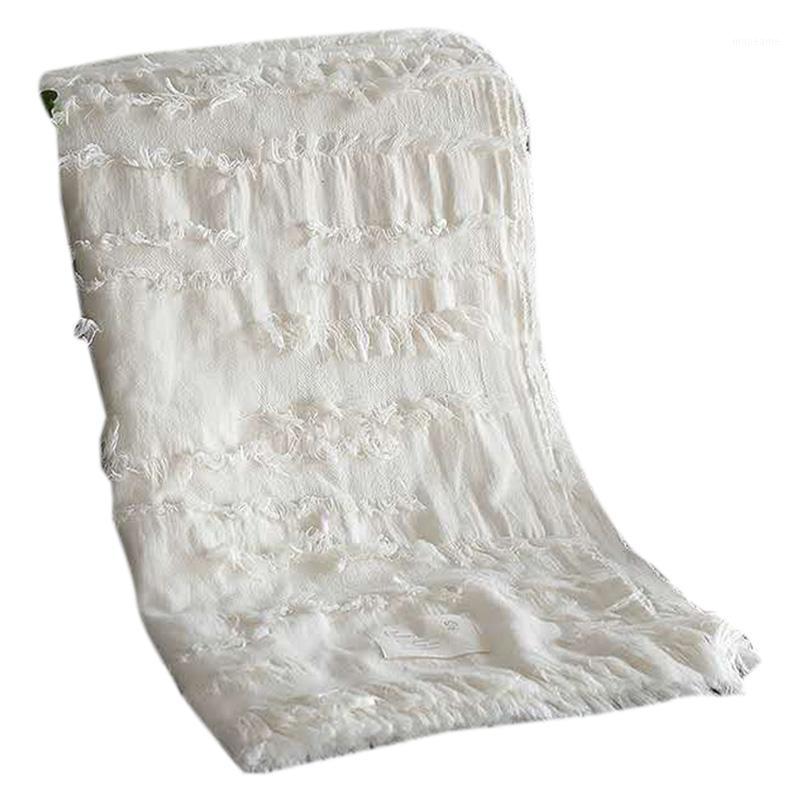 

New Cotton Tassel Blanket Thin Section Towel Blanket Office Siesta Home Decoration Bed End1