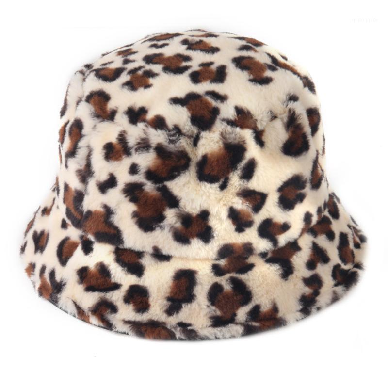 

Leopard Fisherman Hat Warm Basin Hat Japanese Style Plus Velvet Show Small Face Autumn Winter Hats Female British All-match1, Blue;gray