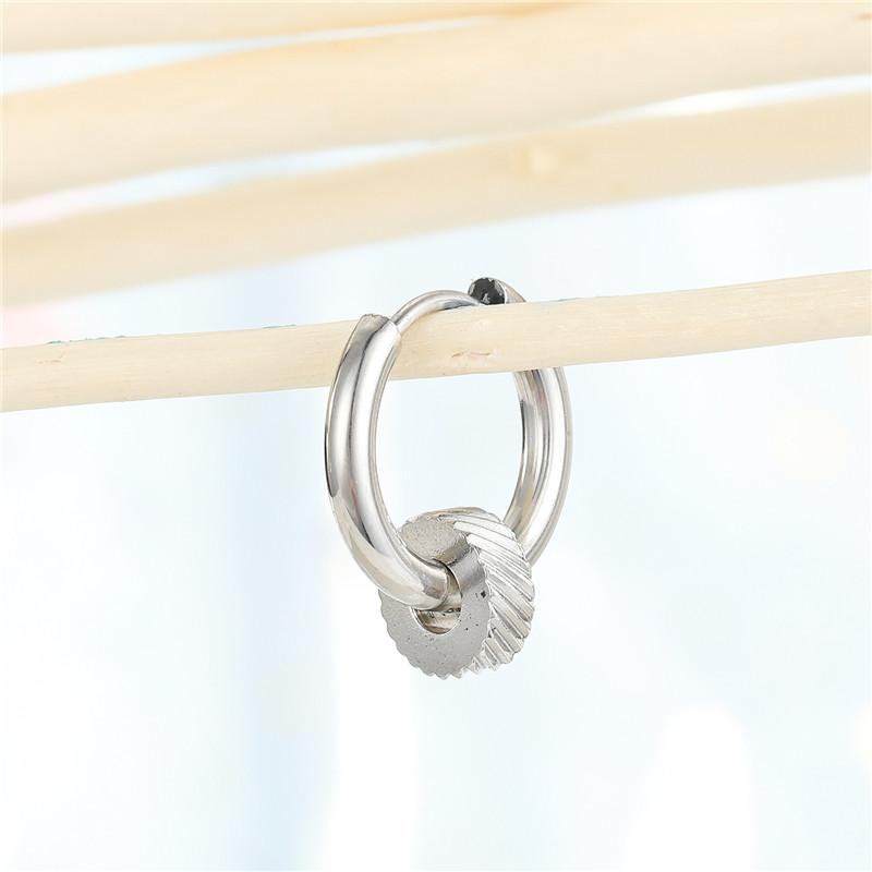 

1PC Punk Hiphop Stainless Steel Round Hoop Earrings For Men Women European Rock Square Screw Bead Circle Earrings Jewelry E523