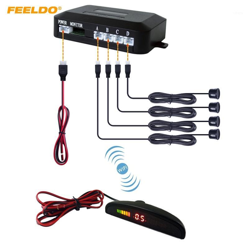 

FEELDO 1Set Car LED Display Monitor Buzzer 4 Sensors Wireless Parking Sensor Backup Radar Reversing Radar1