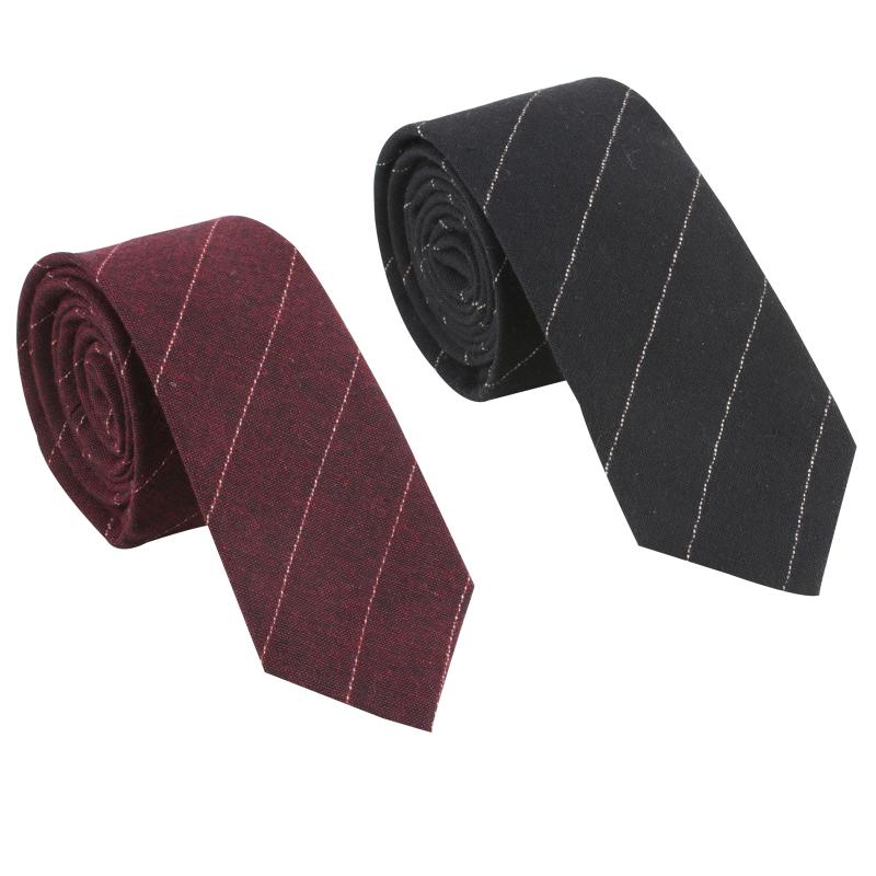 

Bow Ties 2PCS Cotton Men's Necktie Tie Stripe Mixed Fixed 2 Color 145x6cm Yarn-dyed Striped Narrow Fashion Casual