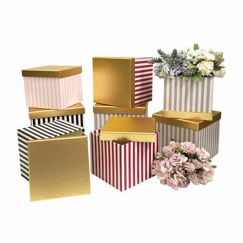 

2020 New Gold cover strip flower square boxes Mother's Day birthday/wedding party Valentine's Day gift pack box Buy 2pcs 10% OFF1