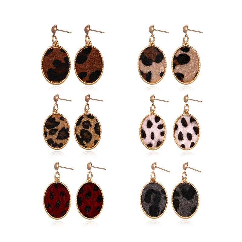 

Dangle & Chandelier E7881 Vegan Leather Cheetah Oval Earrings For Women Trendy Animal Print Leopard Boutique Jewelry Wholesale