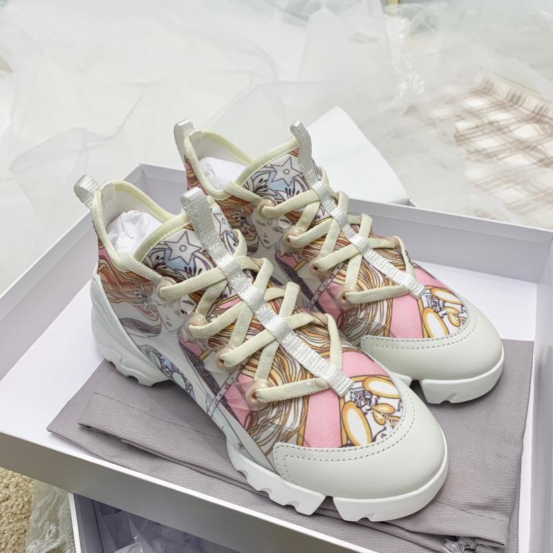 

Mixed Colors Platform Shoes Women Butterfly Print Height Increased Chunky Sneakers Patchwork Genuine Leather White Shoes Trainer1