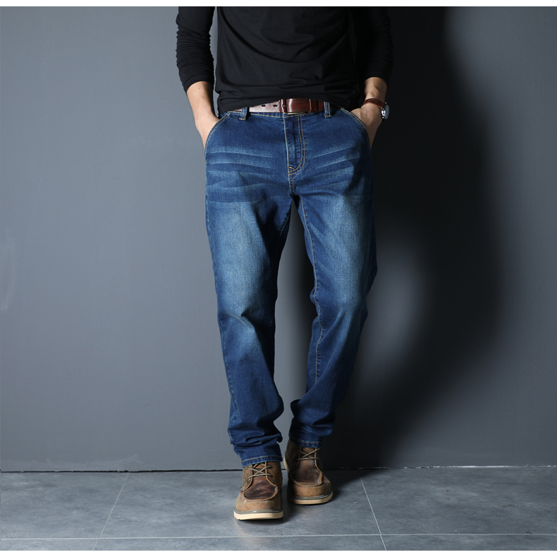

2021 New New Men High Quality Big-sized Fashion Loose-line Assembly Anti-theft Elastic Cylinder Male Jeans Cnz3, Black