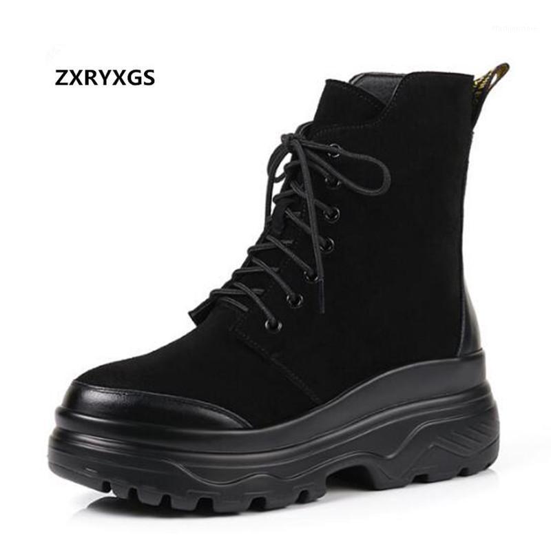 

2020 Newest Spring Black Matte Leather Boots Platform Wedges Riding Boots Women Sneakers Winter Warm Plush and Wool Snow1, Black single boots