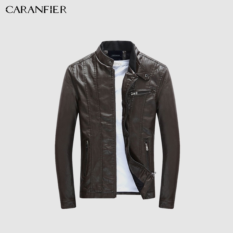

CARANFIER Mens PU Jackets Coats Motorcycle Biker Faux Leather Jacket Men Autumn Winter Clothes Male Classic Thick Velvet Coat 201114, Black
