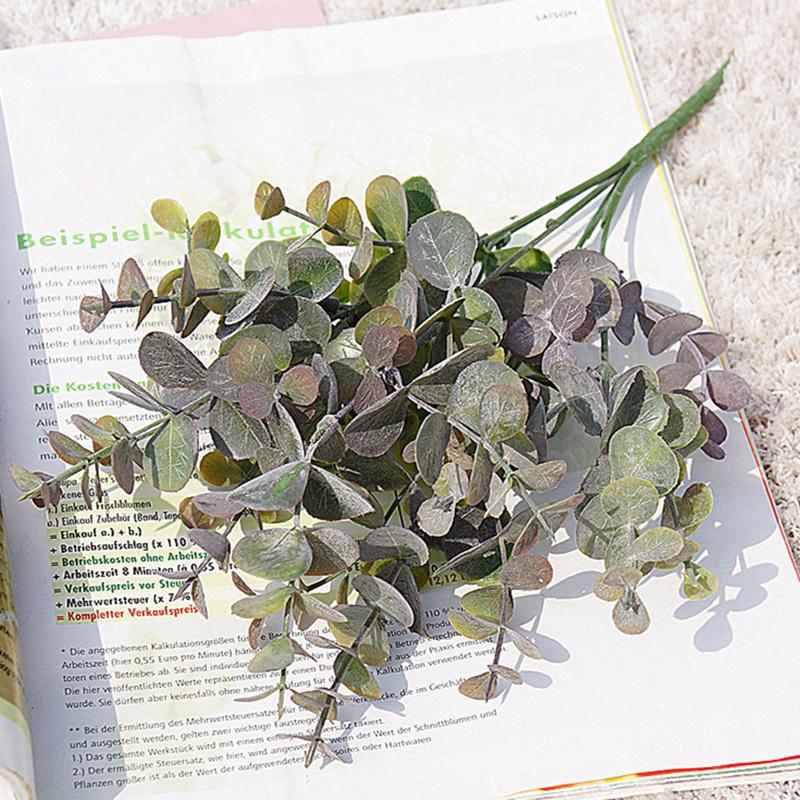 

NEW dusty Artificial plant Plastic Eucalyptus tree branch for Christmas wedding decoration Flower arrangment faux foliage1, Red