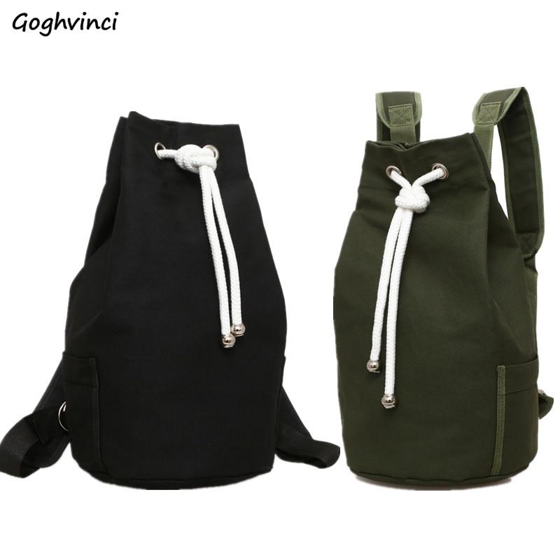 

Mens Backpacks Canvas Outdoor Casual Drawstring Simple High Quality Fashion Portable New Arrival Unisex All-match Bags School, Black