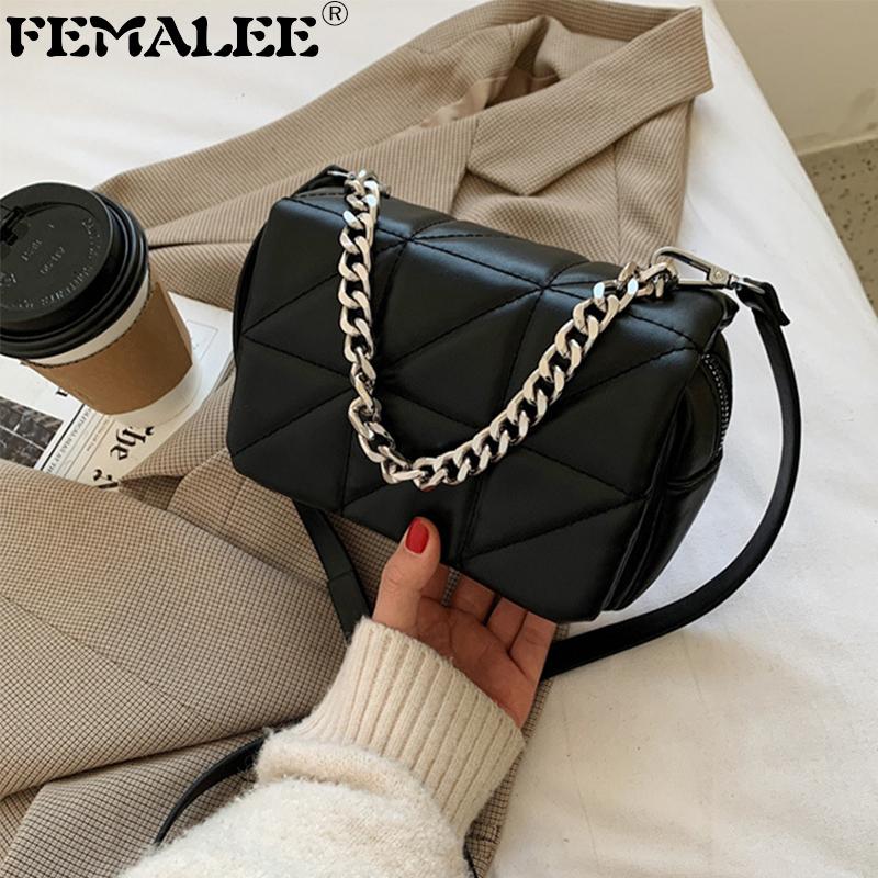 

Simple Solid Color Magnetic Buckle Handbags For Women Fashion Portable Small Square Bag Metal Chain Luxury Lady Tote Bags Bolsa, Black