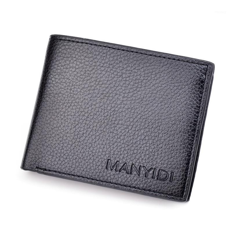 

Casual Men's Wallets Leather Solid Wallet Men Pu Leather Slim Bifold Short Purses Holder Business Male Purse1, Black