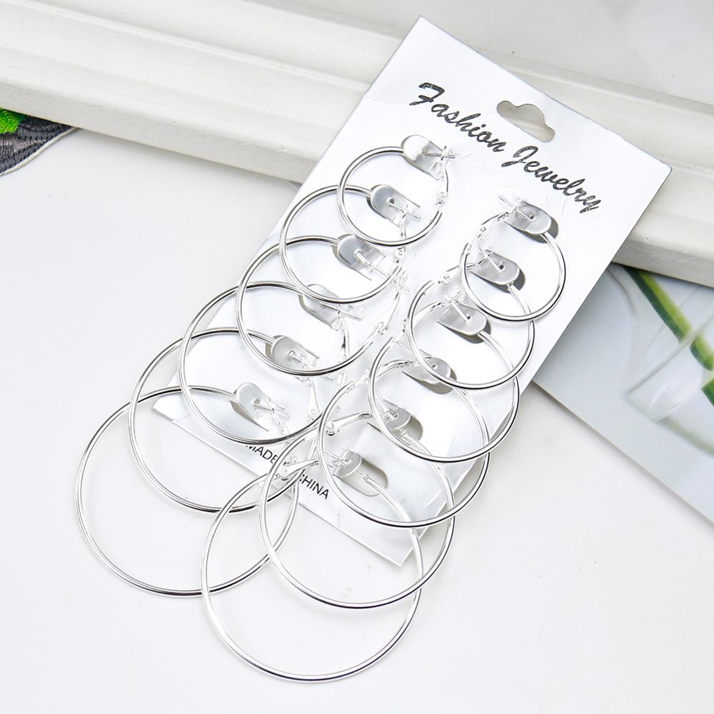 

Fashion Big Hoops Earrings 2020 Summer 6 Sets Circle Eardrop Hoop Earring Ring Ear Rings Combination Women Nightclub DJ Jewelry