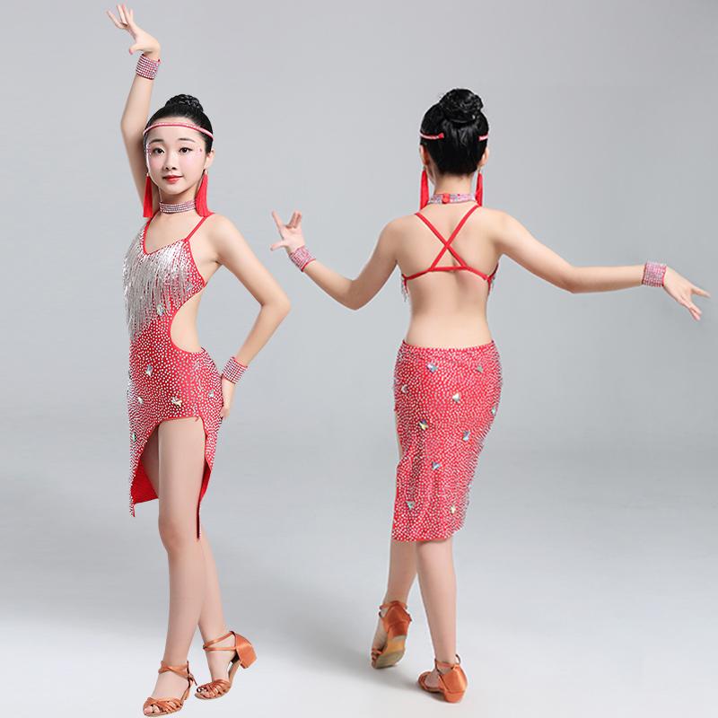 

Latin Dance Dress For Girls Kid Practice Dance Clothing Children Salsa Tango Ballroom Dancing Dress Competition CostumesDQS1709, Black