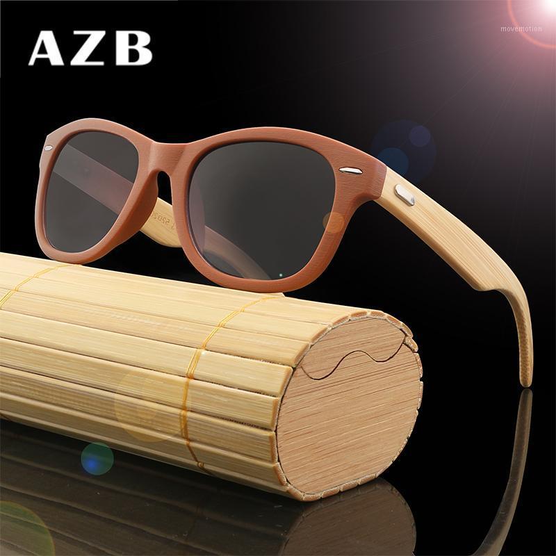 

AZB Bamboo Legs Sunglasses Gafas Matte Retro UV400 Mirror Eyewear Brand Design Goggles Sun Glasses anteojos de sol mujer1