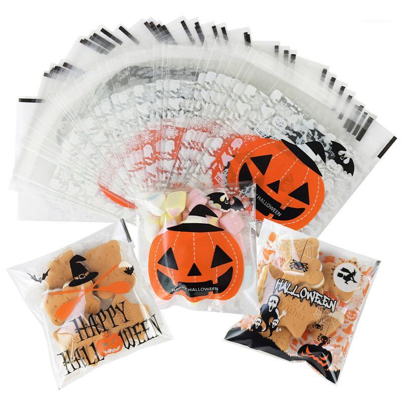 

50/100pcs Cute Halloween Candy Bag Cookie Dessert Packaging Self-adhesive Plastic Ghost Festival Party Supply1