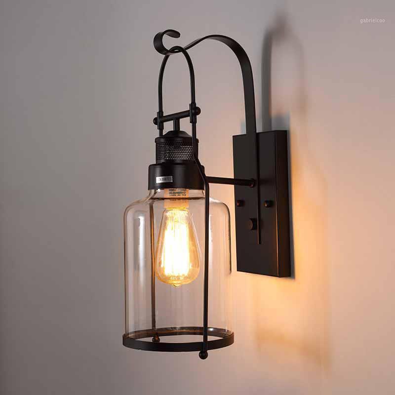 

Loft retro iron garden yard wall lamp outdoor light bedroom aisle restaurant lamp cafe light balcony glass sconce bra1