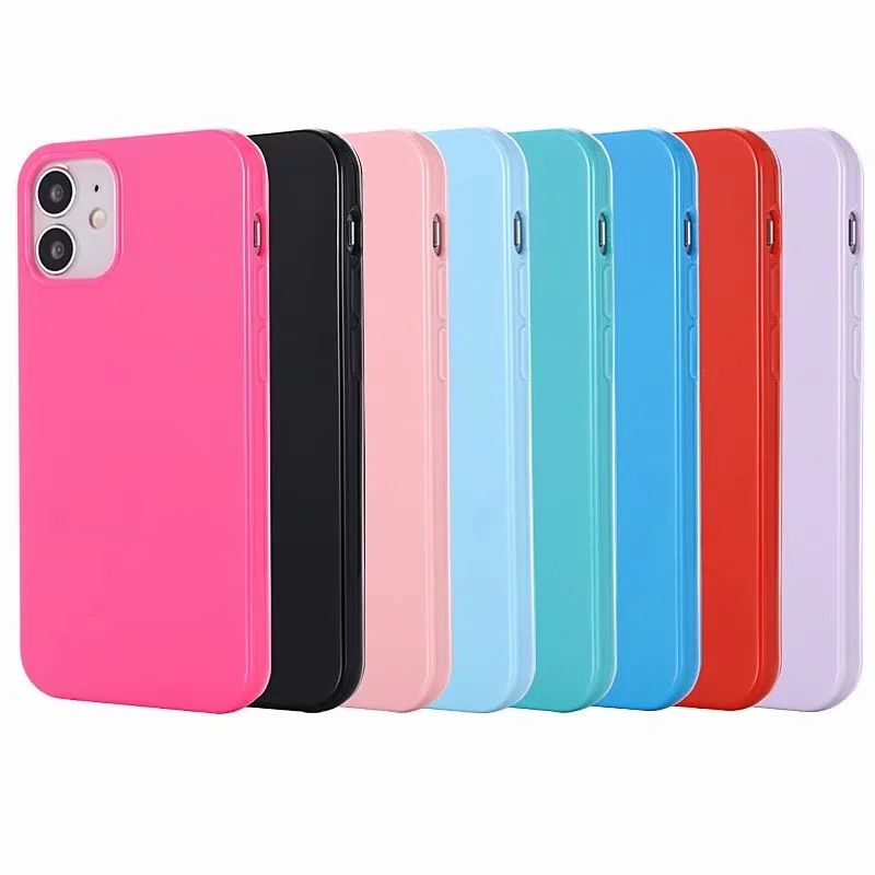 

Soft TPU Case For Iphone 12 Pro 11 Pro Max Glossy Candy Solid Colorful Cover Crystal Silicone Fashion Bling Phone Rubber Gel Skin, Pls let us know the color you want