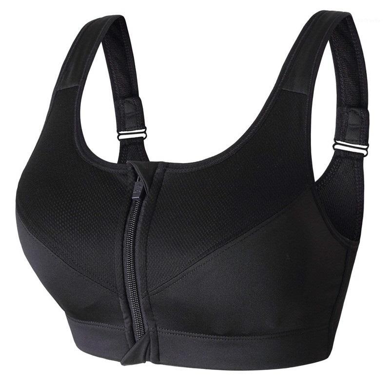 

Cloud Hide Sports Bra Women Front Zipper Underwear Fitness Shirt Push Up Yoga Crop Top Bras Vest Sportswear Plus Size -XXXXXL1, Black 1 pcs
