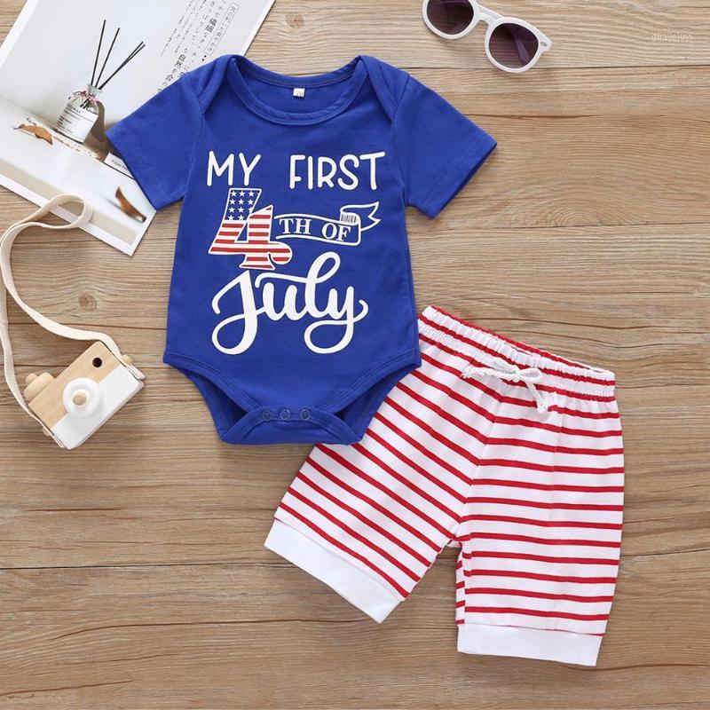 

infant clothing 2020 Hot sale Kids summer clothes for baby girl set 4th of July Rompers+Striped Pants 2pcs deguisement garcon1